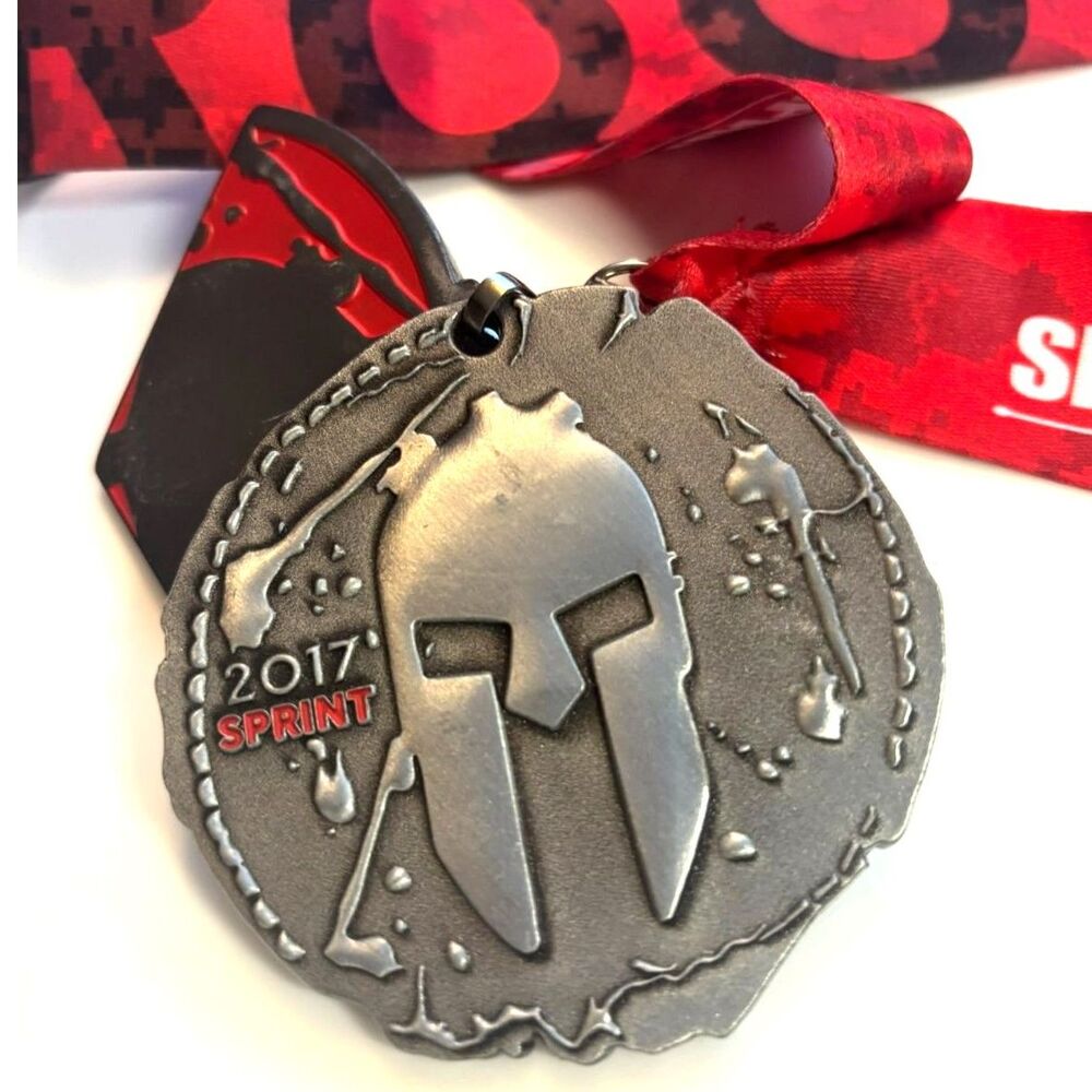 2017 Spartan Sprint Finisher Medal w/ Wedge & Original Ribbon OCR Race Medal